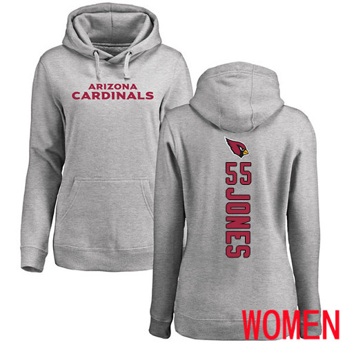 Arizona Cardinals Ash Women Chandler Jones Backer NFL Football 55 Pullover Hoodie Sweatshirts
